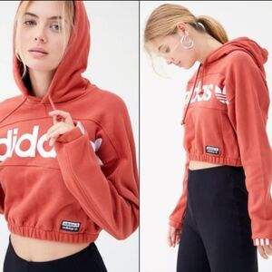 Adidas Women's Logo Cropped Hoodie Sweatshirt! Size S Exellent
